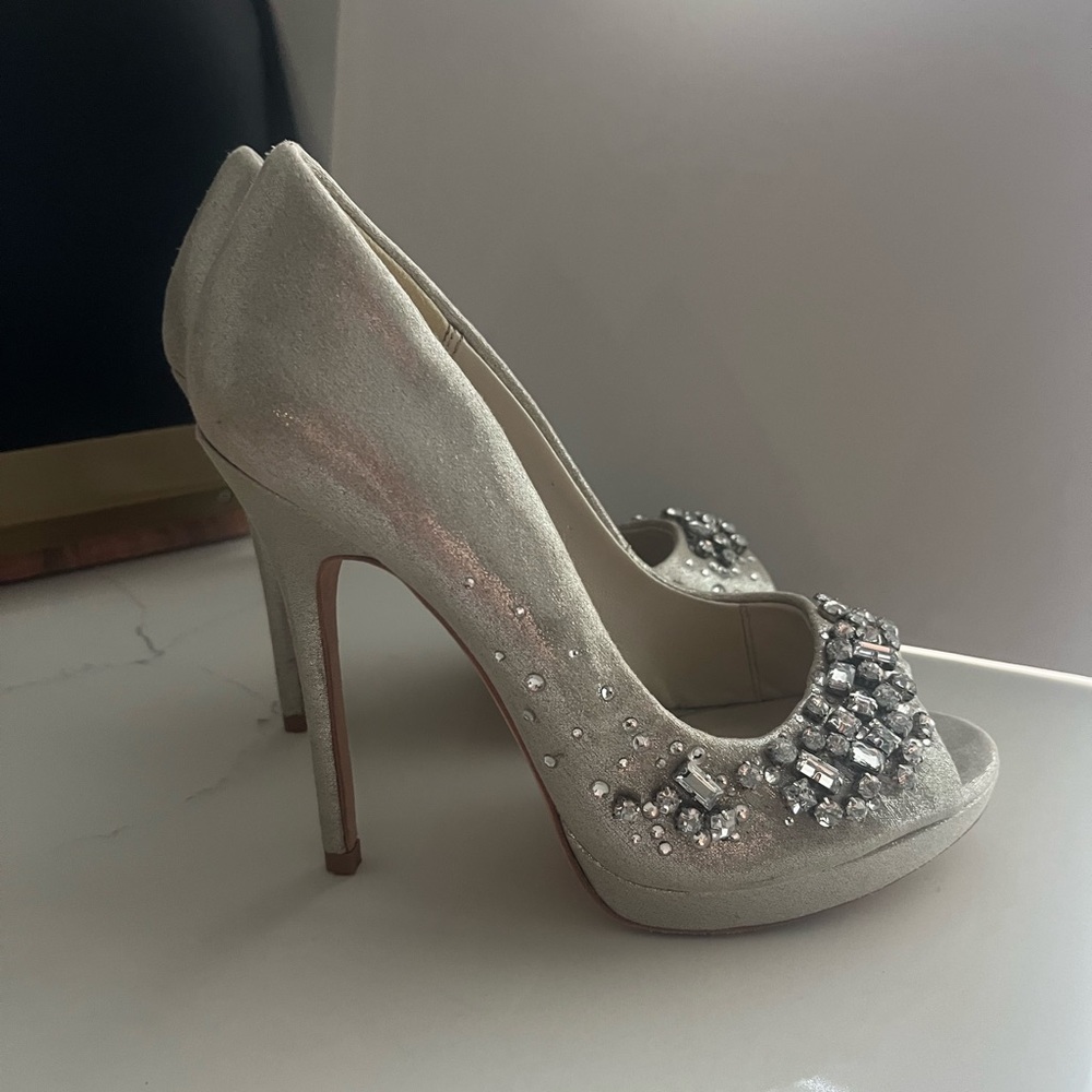Karen Millen Jeweled peep toe stilettos, Size 36 (EU) is equivalent to US Size 6
